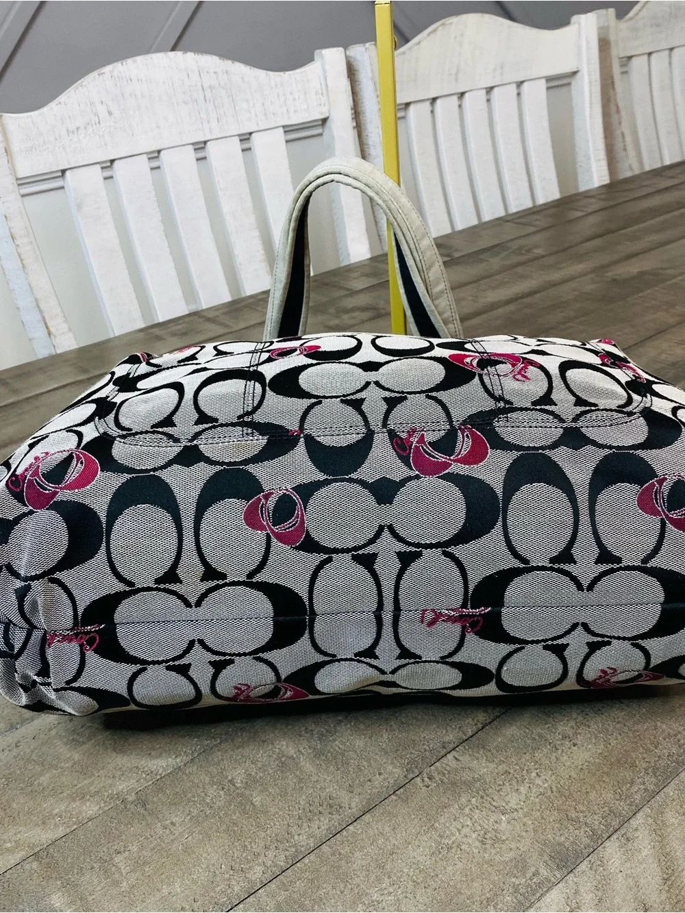 Coach Poppy (2011) Pop Signature Poppy Heart Glam Tote BAG Black Gray Wine 18711 - Picture 7 of 13